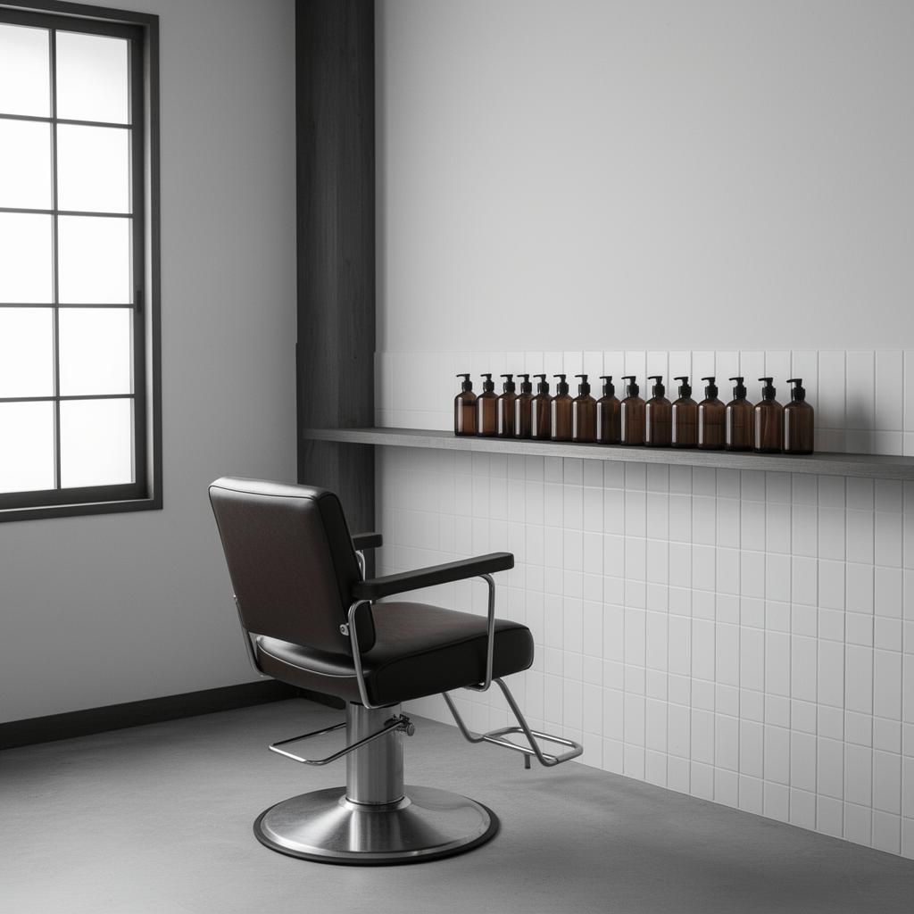 A quiet Japanese salon interior, prepared for professional treatment