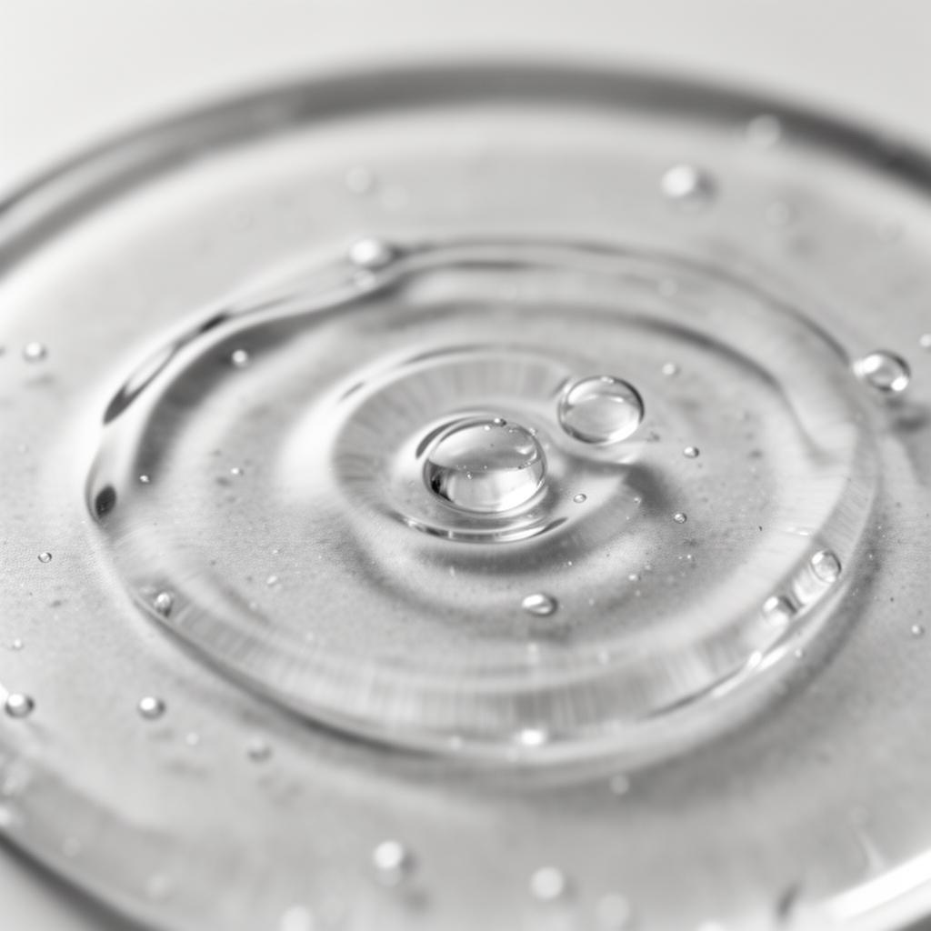 Macro detail of a clear viscous treatment serum